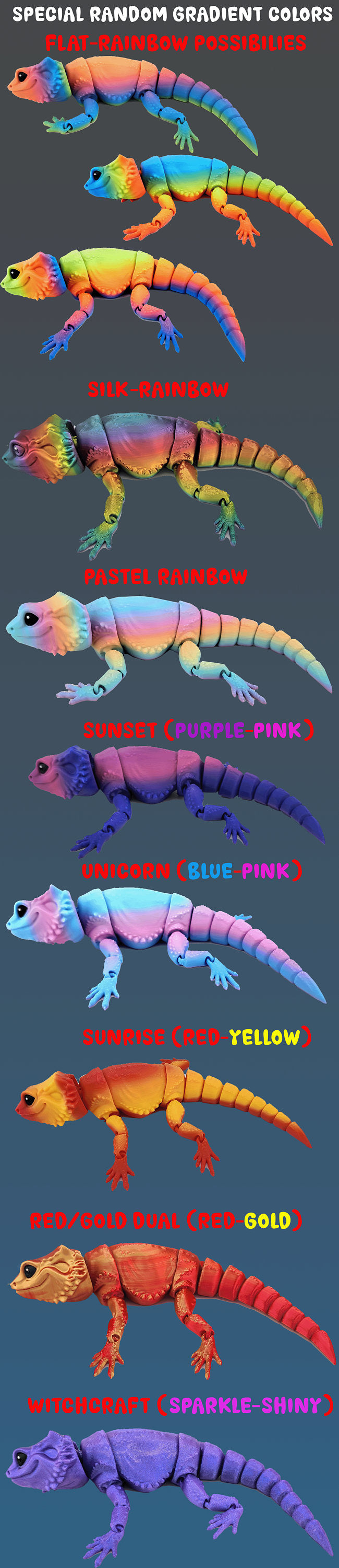 Crystal Gem Frog Toy (3 PACK) - Articulated Fidget Toy