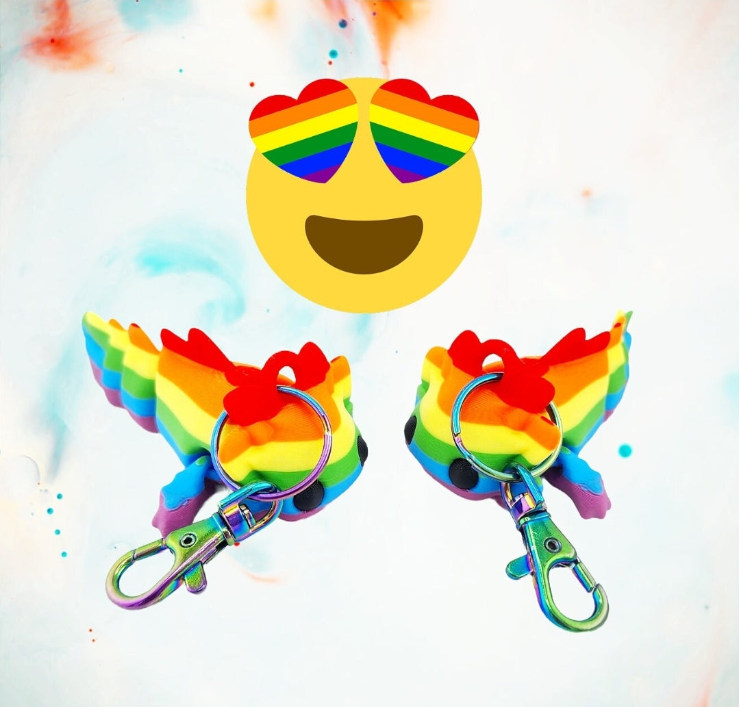 Pride Rainbow Axolotl Tadpole Keychain!