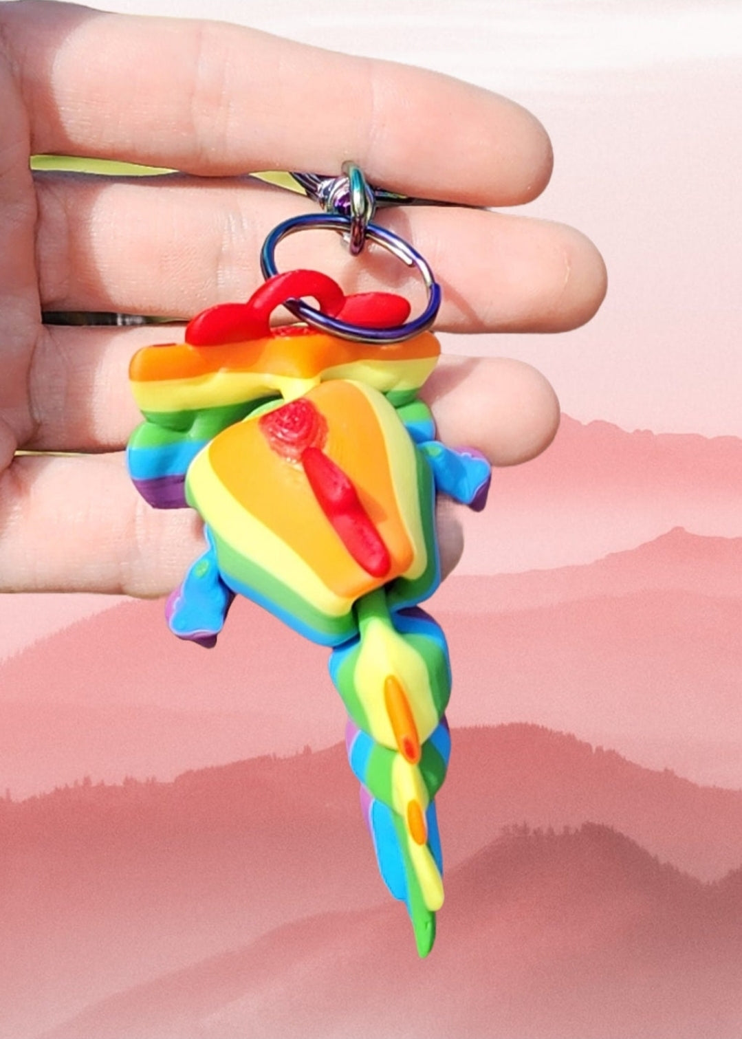 Pride Rainbow Axolotl Tadpole Keychain!