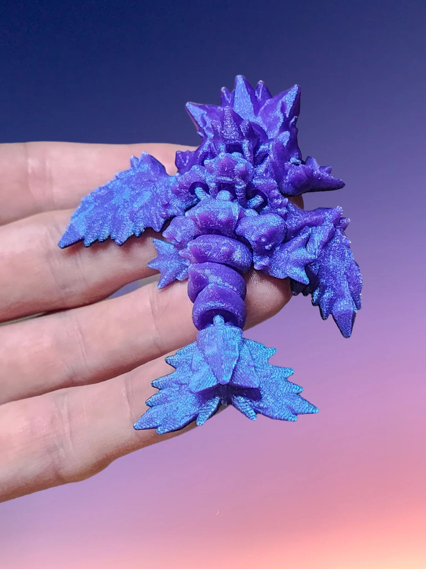 Sparkle Crystal Dragon Keychain 3 Pack - Iridescent Shimmer - Articulated