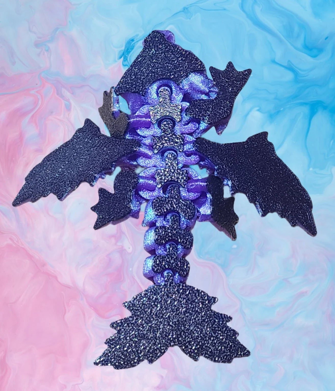 Sparkle Crystal Dragon Keychain 3 Pack - Iridescent Shimmer - Articulated