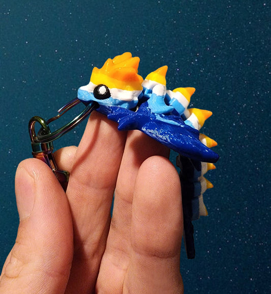 Aroace Pride Dragon Keychain  - 3D Printed, Full Color - Fun Gift - Key Buddies - Unique Item - Articulated - Fidget Toy, Handmade