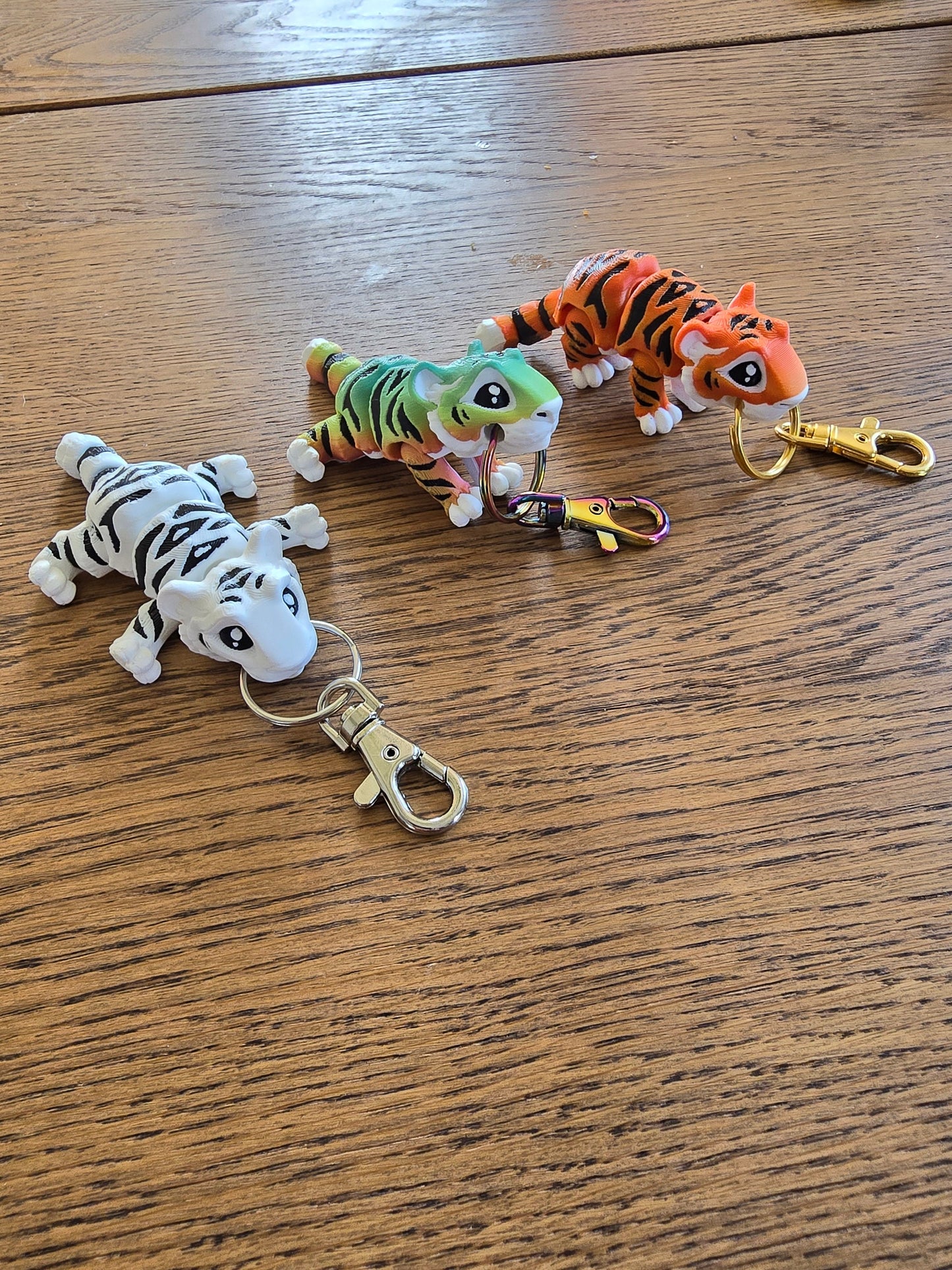 Cute Tiger Keychain  - Fun Poses! 3D Printed, Full Color - Fun Gift - Key Buddies - Unique Item - Articulated - Fidget Toy