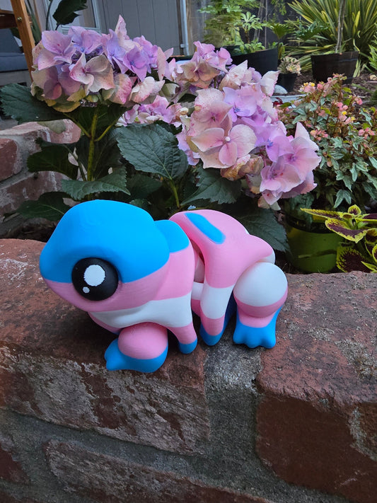 Trans Pride Frog Flexy - 3D Printed, Full Color - Fun Gift - Unique Item - Articulated - Fidget Toy, Handmade