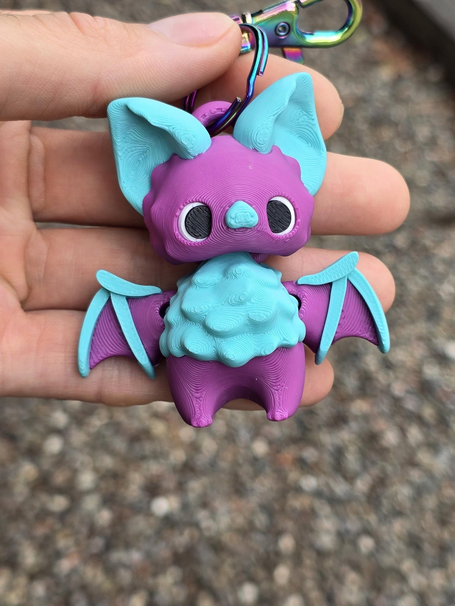 Cute Bat  Keychains - 3D Printed, Full Color - Fun Gift - Halloween, Key Buddies - Unique Item - Articulated - Fidget Toy, Handmade