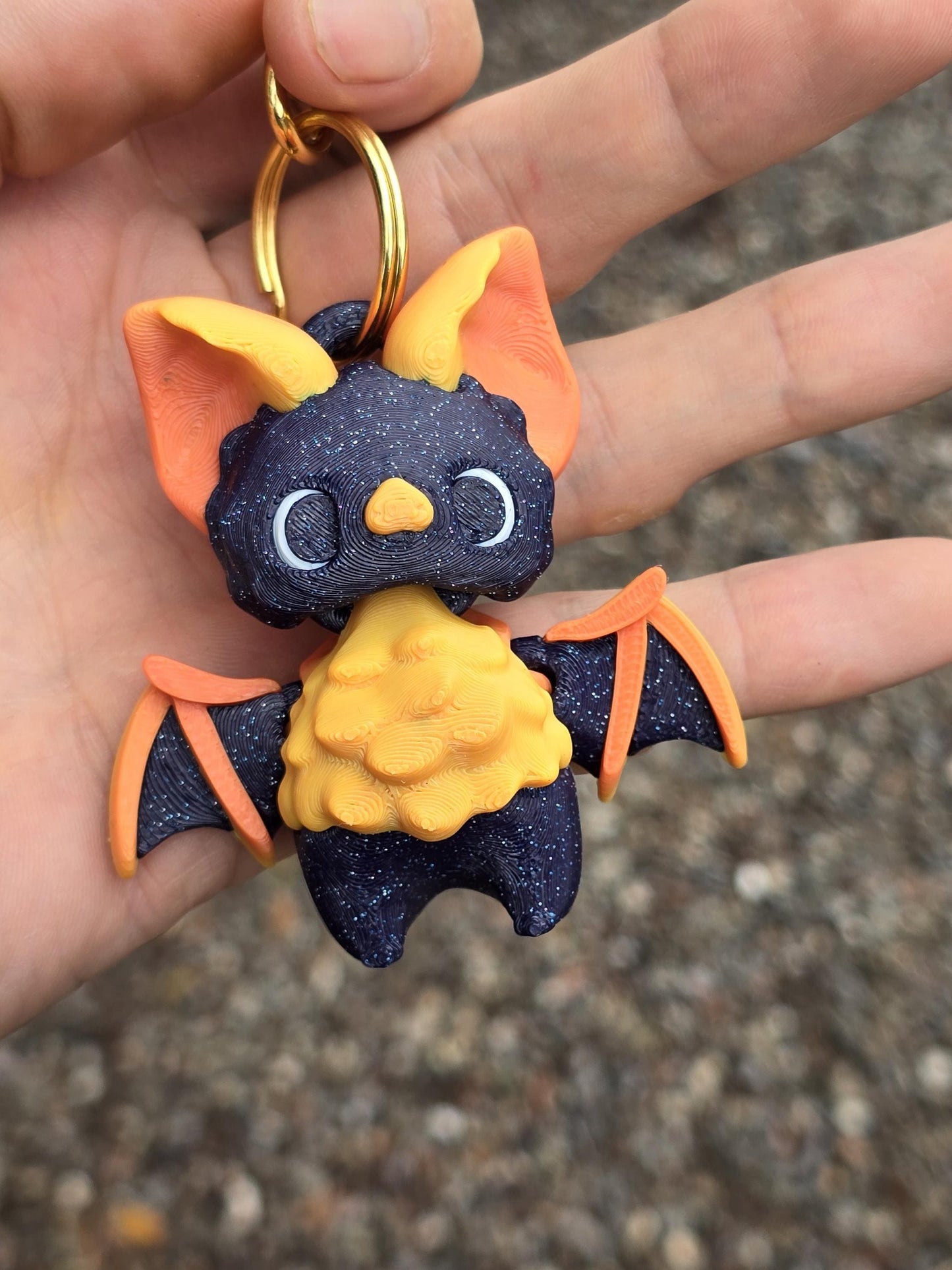 Cute Bat  Keychains - 3D Printed, Full Color - Fun Gift - Halloween, Key Buddies - Unique Item - Articulated - Fidget Toy, Handmade