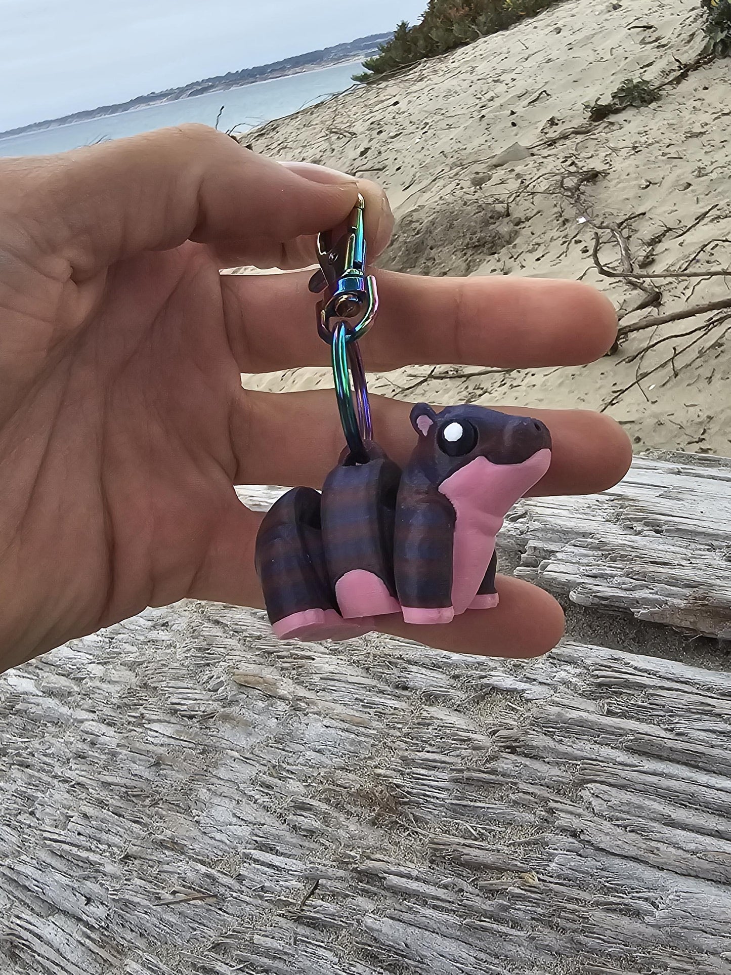 Moo Deng Baby Pygmy Hippo Keychain  - 3D Printed, Full Color - Fun Gift - Key Buddies - Unique Item - Articulated - Fidget Toy, Handmade