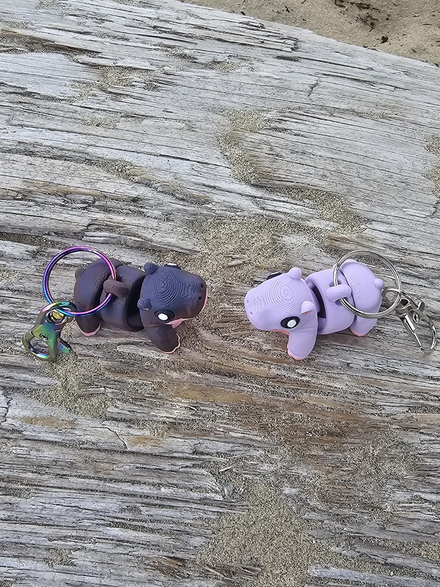 Moo Deng Baby Pygmy Hippo Keychain  - 3D Printed, Full Color - Fun Gift - Key Buddies - Unique Item - Articulated - Fidget Toy, Handmade