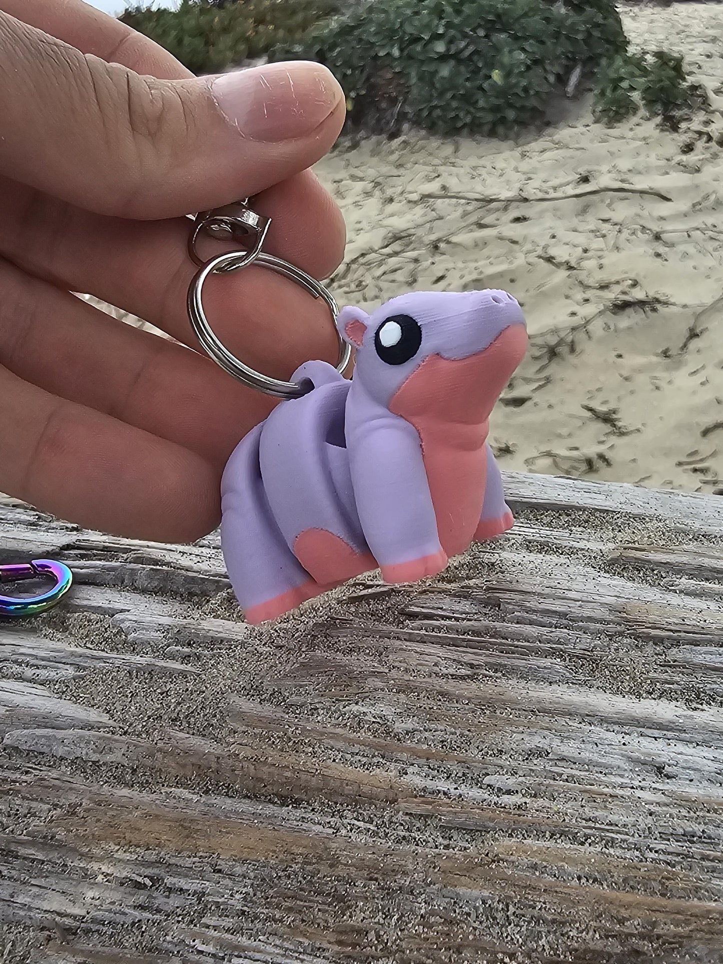 Moo Deng Baby Pygmy Hippo Keychain  - 3D Printed, Full Color - Fun Gift - Key Buddies - Unique Item - Articulated - Fidget Toy, Handmade