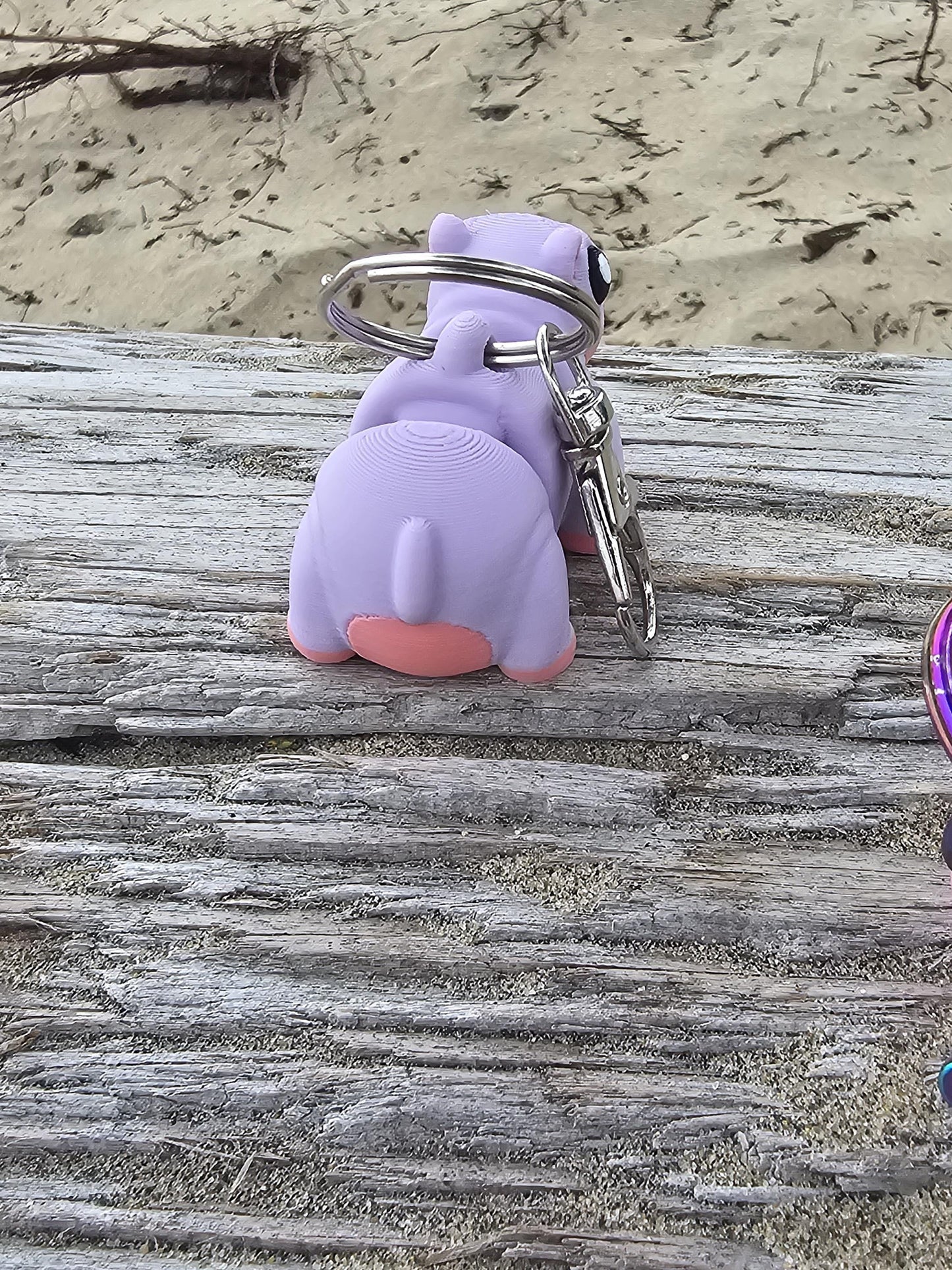 Moo Deng Baby Pygmy Hippo Keychain  - 3D Printed, Full Color - Fun Gift - Key Buddies - Unique Item - Articulated - Fidget Toy, Handmade