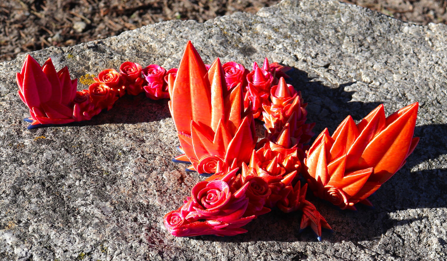 Large Winged Rose Dragon - Articulated Fidget Toy