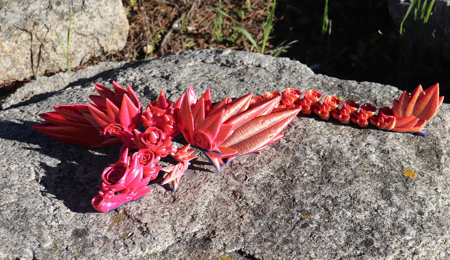 Large Winged Rose Dragon - Articulated Fidget Toy