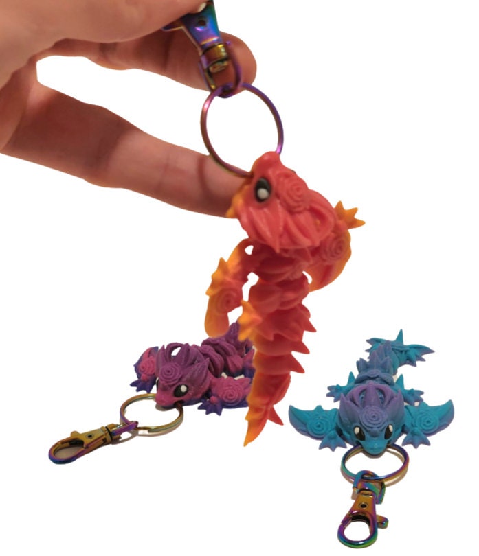 Rose Dragon Keychain 3 Pack - Articulated Keychain