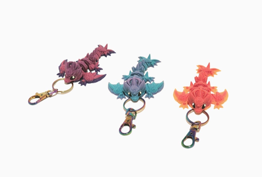 Rose Dragon Keychain 3 Pack - Articulated Keychain