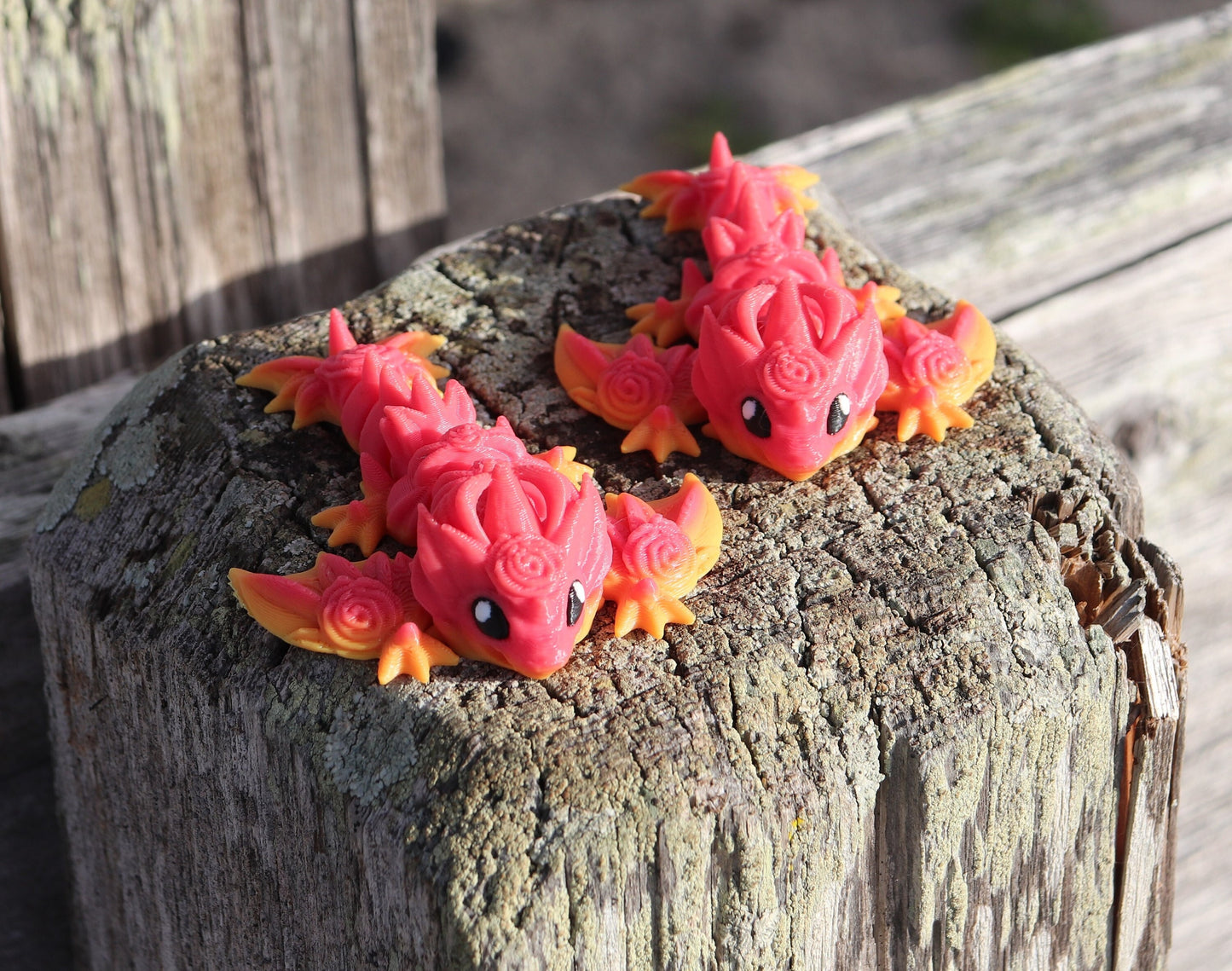 Rose Dragon Keychain 3 Pack - Articulated Keychain