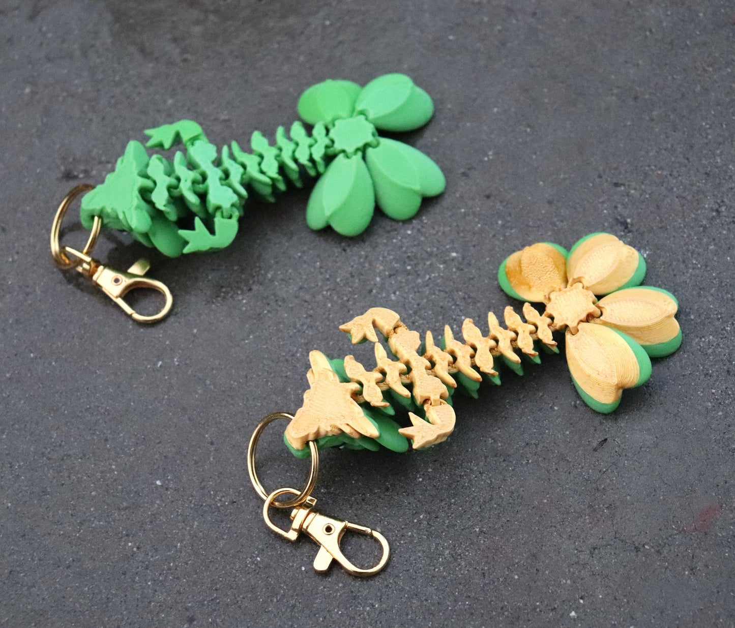 Lucky Clover Dragon Keychain 3 Pack - Articulated Fidget Toy