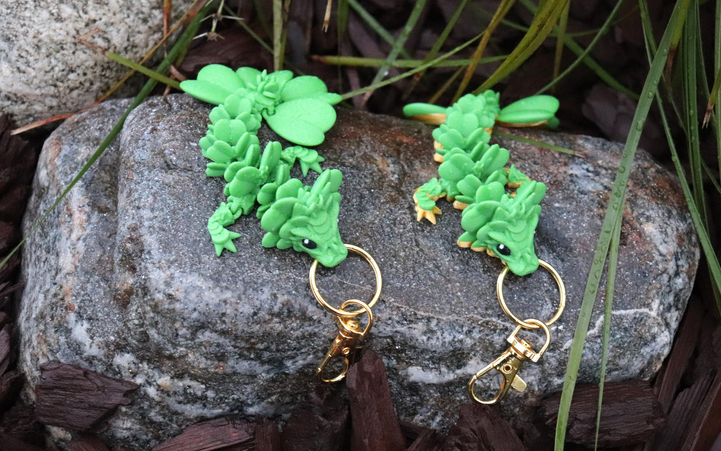 Lucky Clover Dragon Keychain 3 Pack - Articulated Fidget Toy