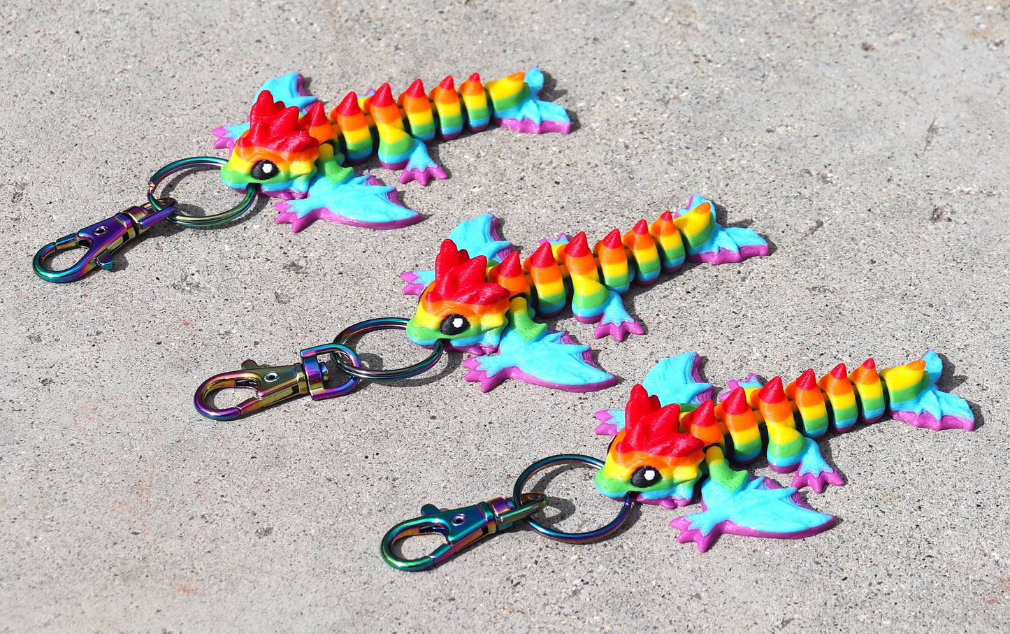 Rainbow Dragon Keychain - Articulated Keychain