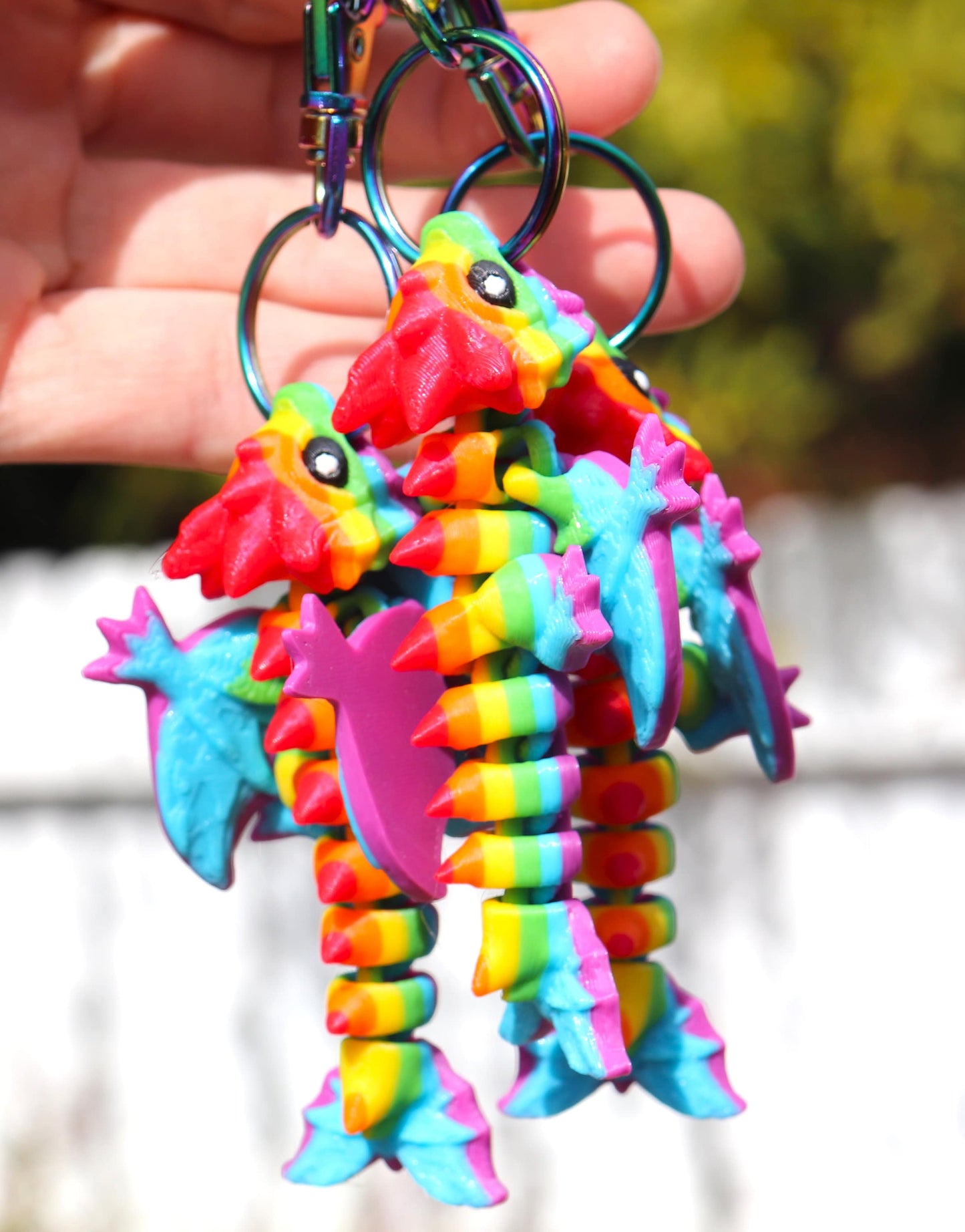 Rainbow Dragon Keychain - Articulated Keychain