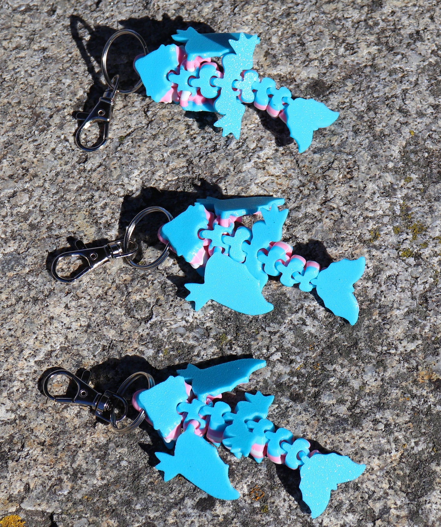 Trans Pride Dragon Keychain 3 Pack - Articulated Keychain