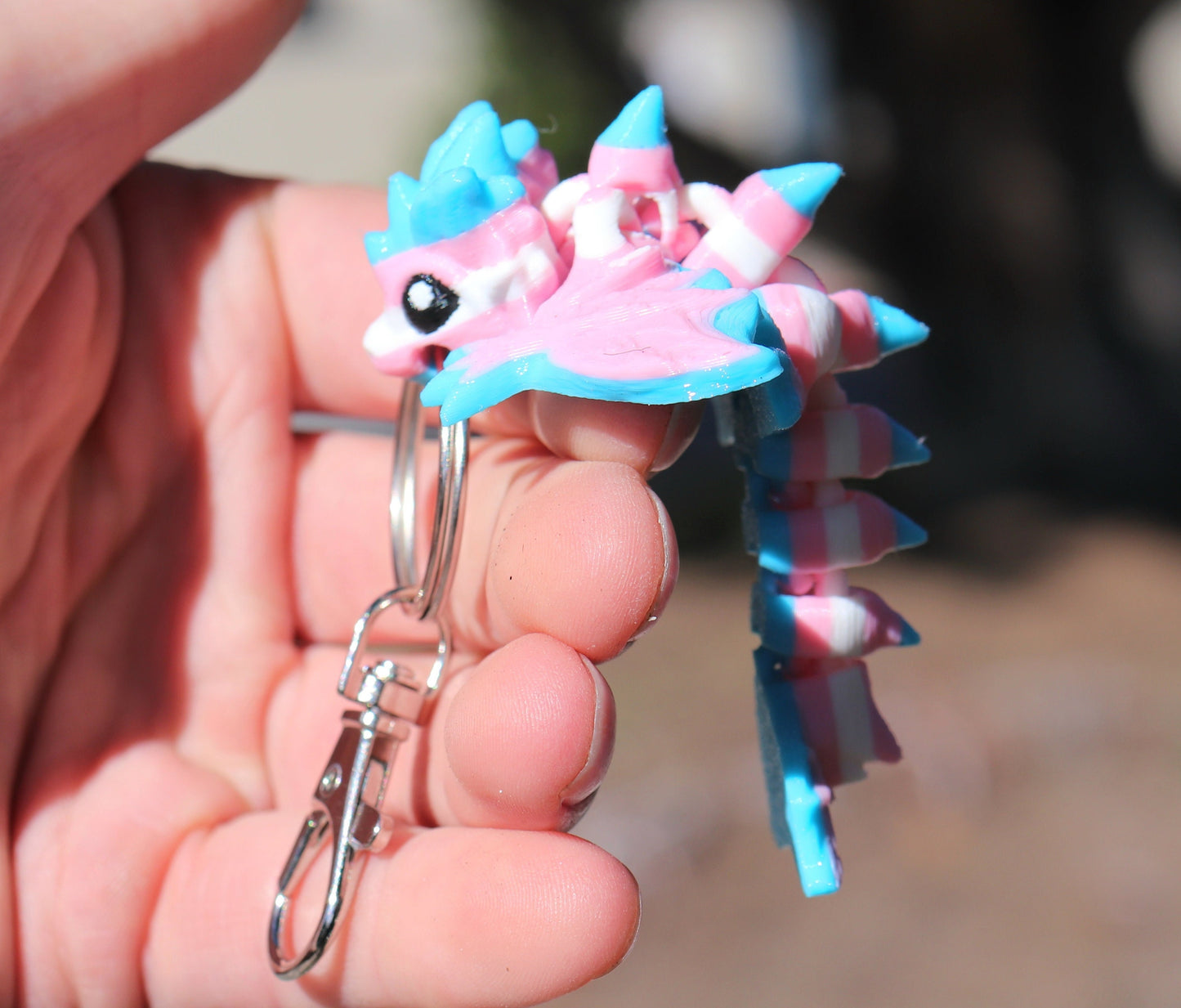 Trans Pride Dragon Keychain 3 Pack - Articulated Keychain