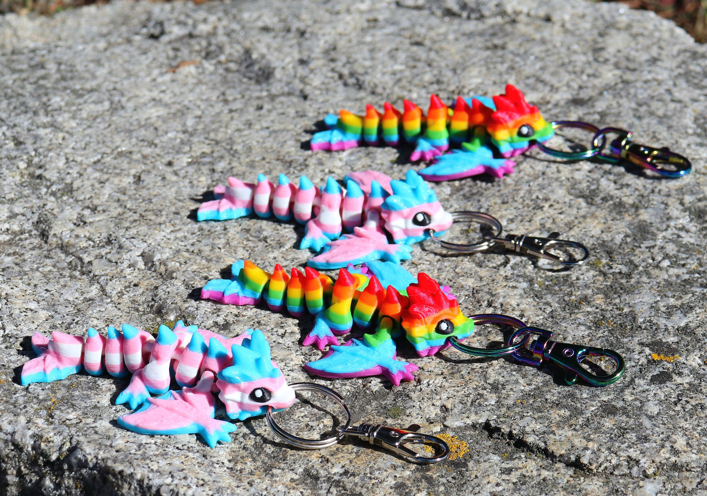 Pride Dragons, Rainbow, Bi, Trans, Articulated, Fidget Toy