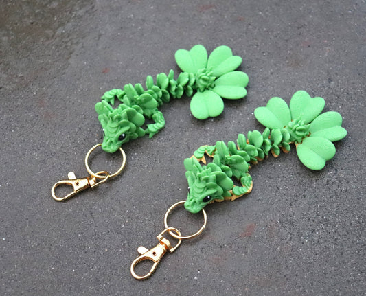 Lucky Clover Dragon Keychain 3 Pack - Articulated Fidget Toy