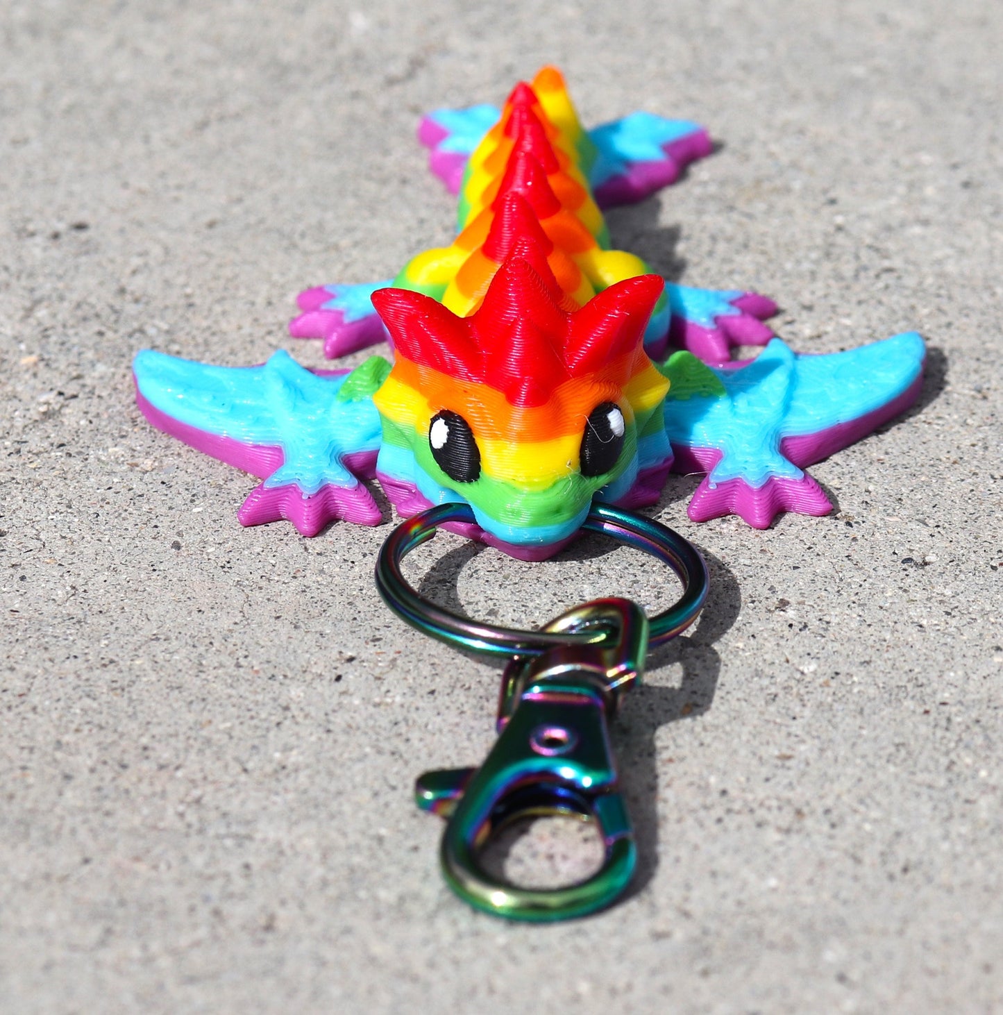 Rainbow Dragon Keychain - Articulated Keychain