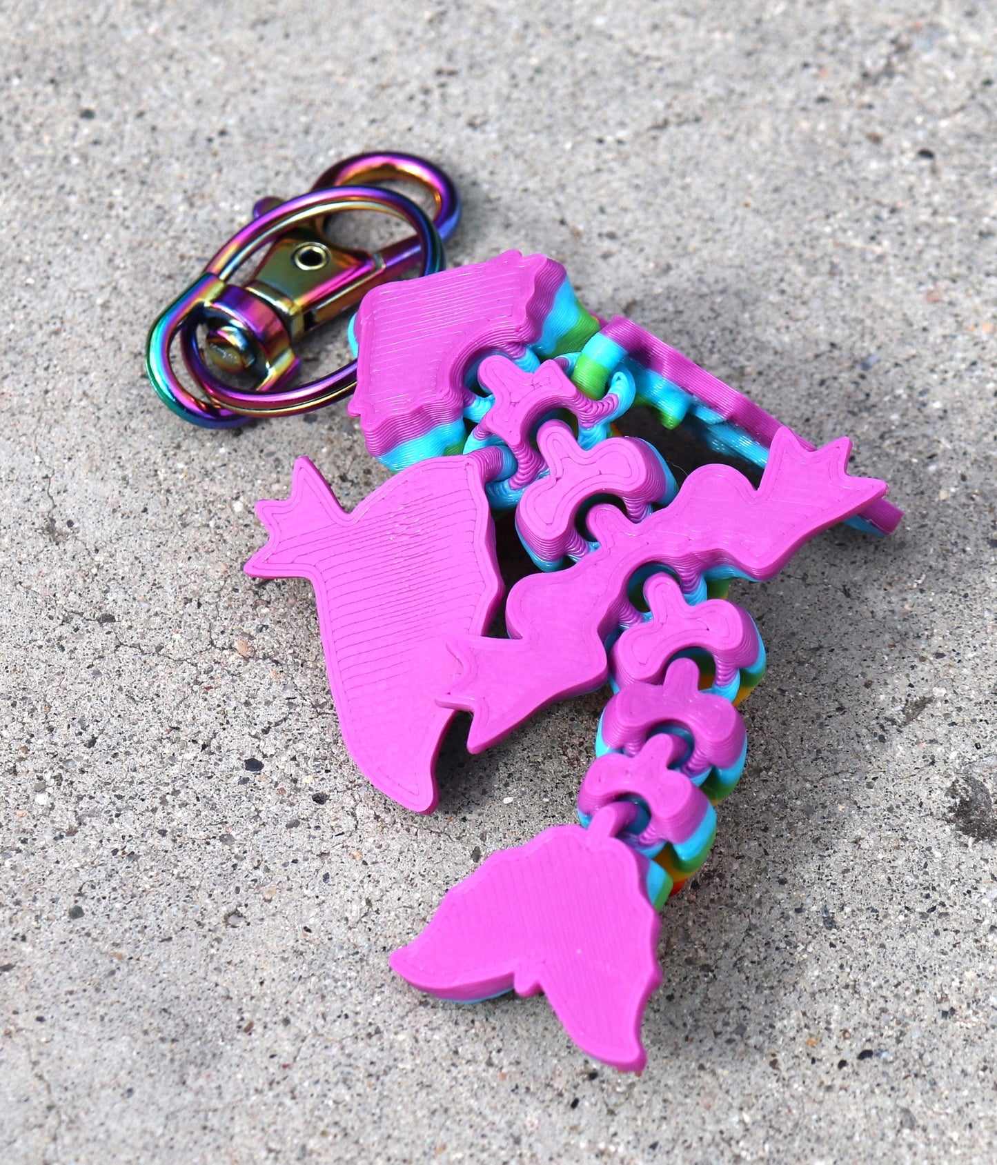 Rainbow Dragon Keychain - Articulated Keychain