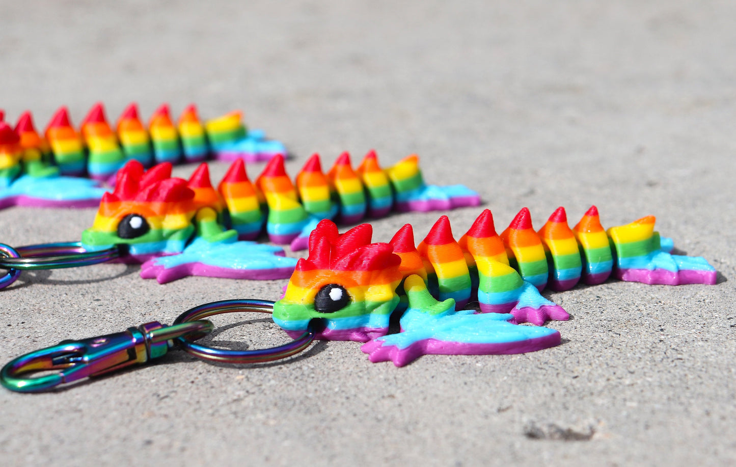 Rainbow Dragon Keychain - Articulated Keychain