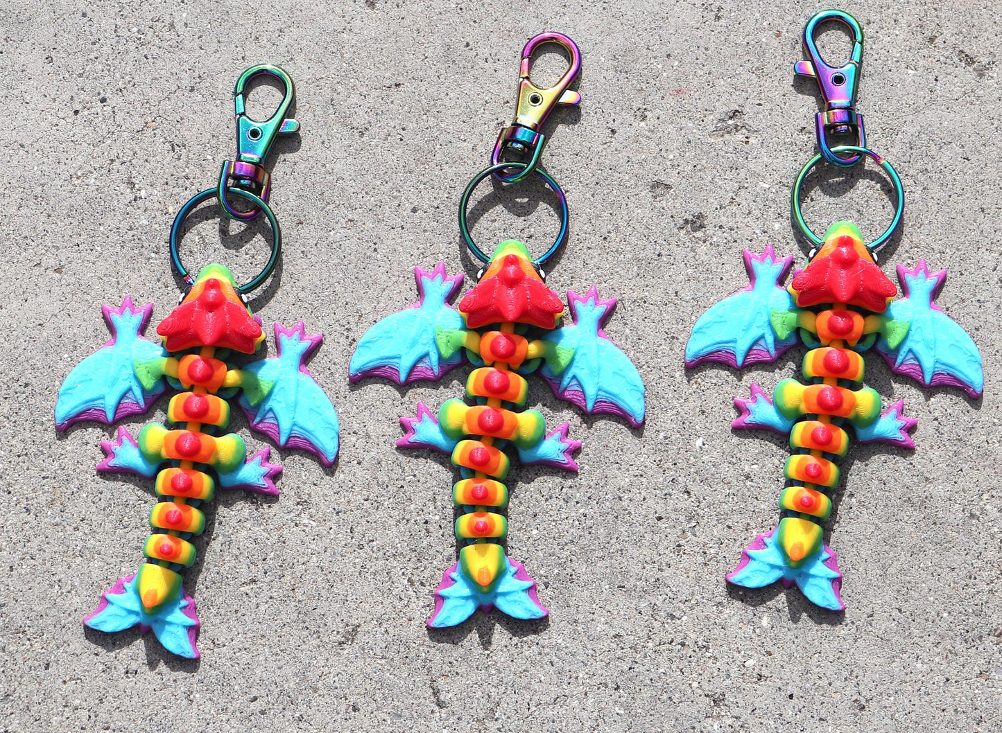 Rainbow Dragon Keychain - Articulated Keychain