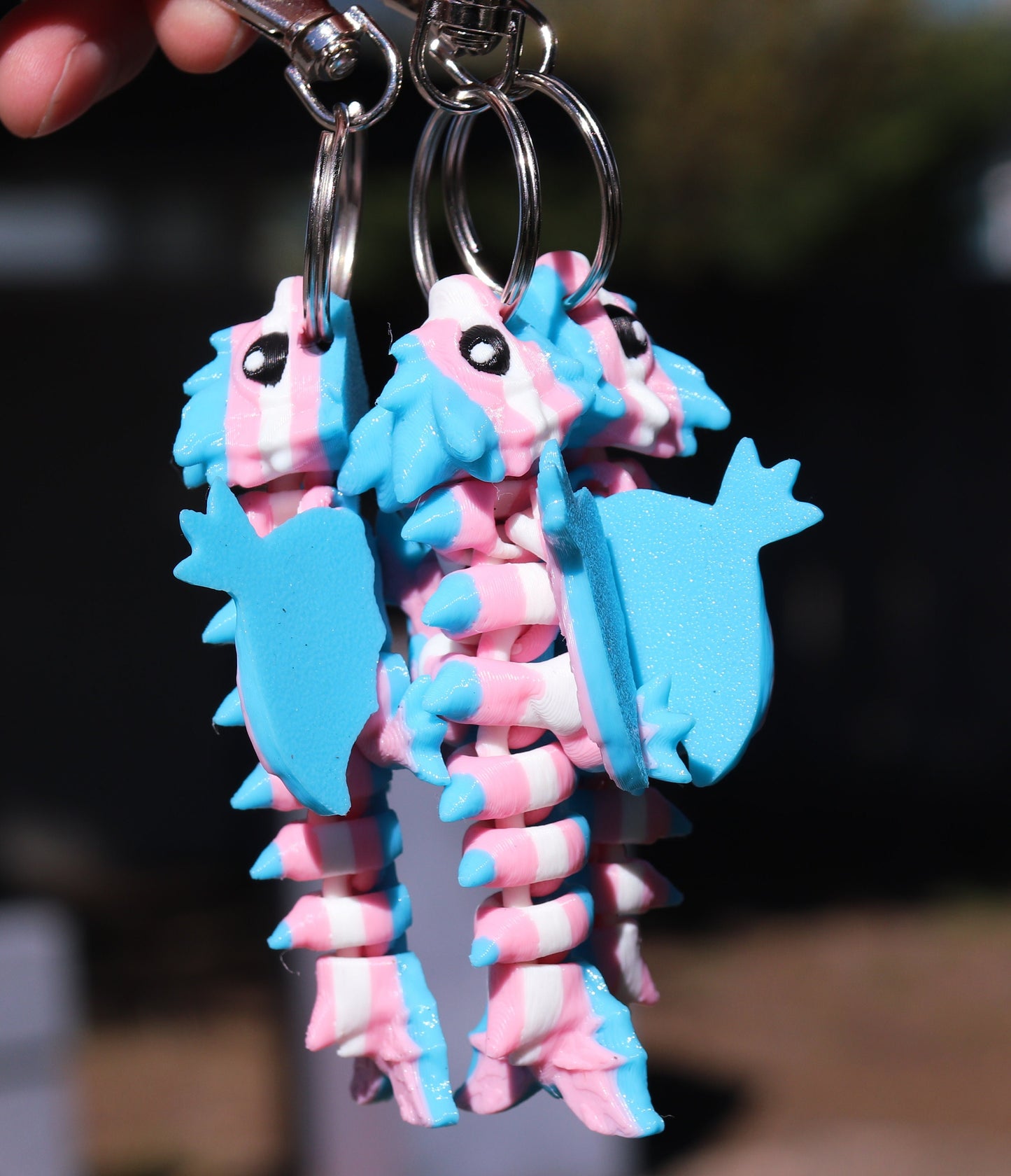 Trans Pride Dragon Keychain 3 Pack - Articulated Keychain