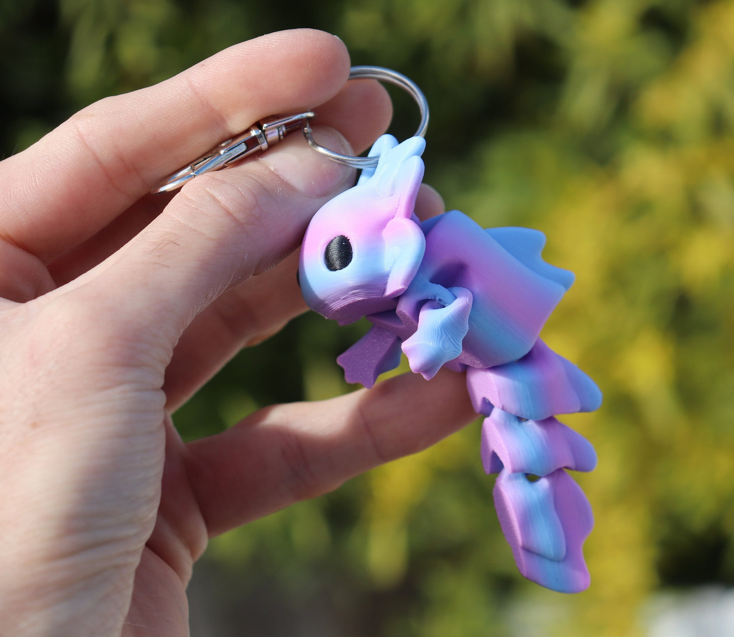 2 Pcs Cute Articulating Axolotl Tadpole Fidget Toy Set - 3D Printed Flexible Keychain, Rainbow Colors
