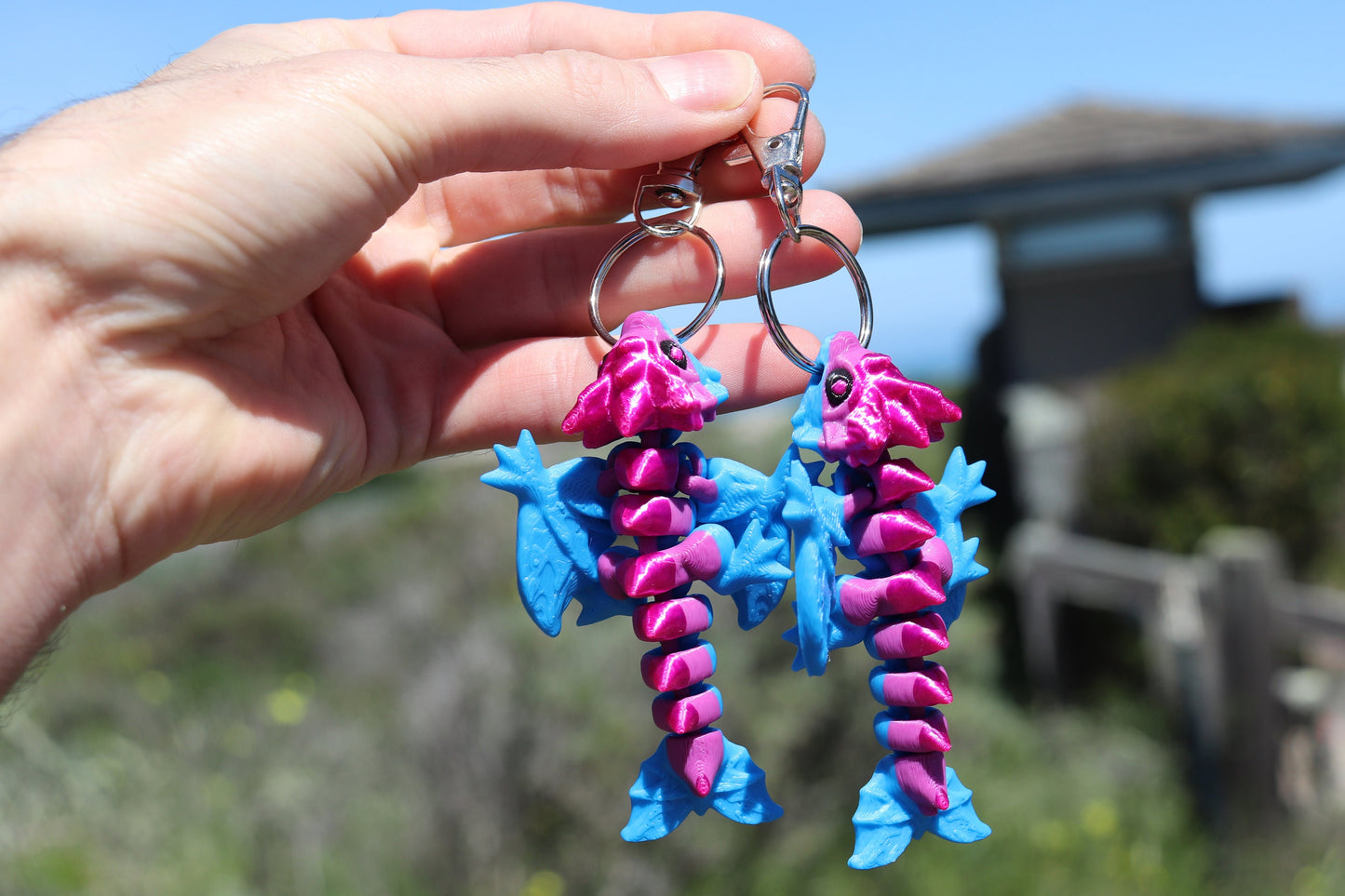 Bisexual Pride Dragon Keychain 3 Pack - Articulated Keychain