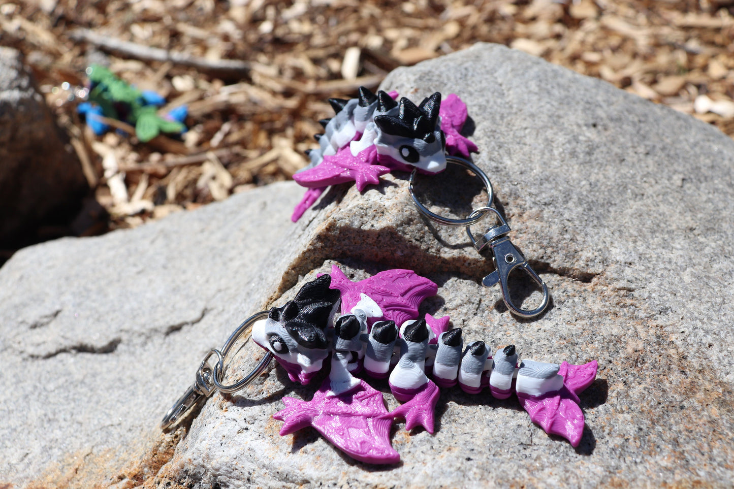 Asexual Pride Dragon Keychain 3 Pack - Articulated Keychain