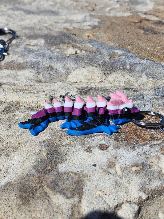 Genderfluid Dragon Keychain 3 Pack - Articulated Keychain