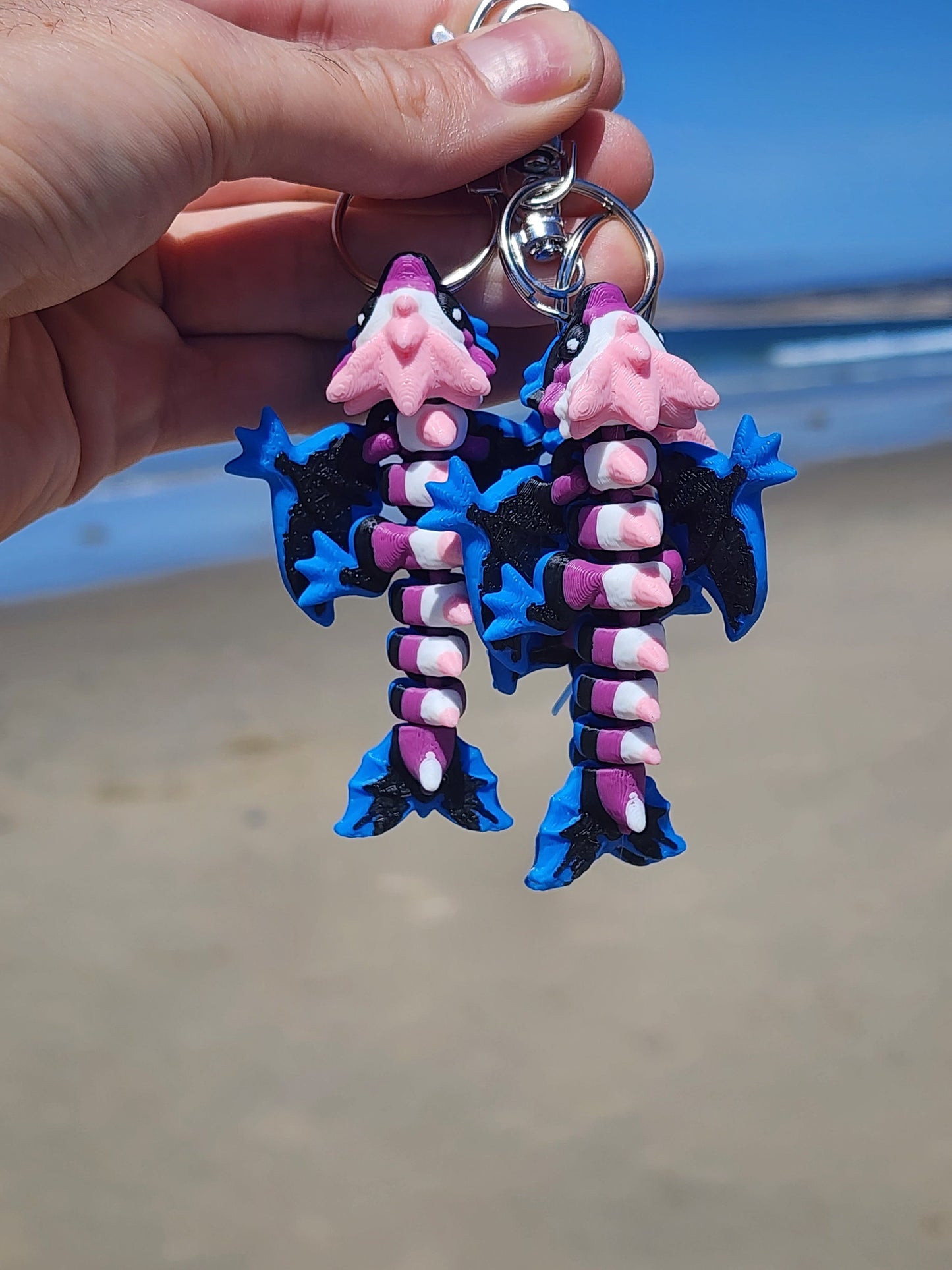 Genderfluid Dragon Keychain 3 Pack - Articulated Keychain