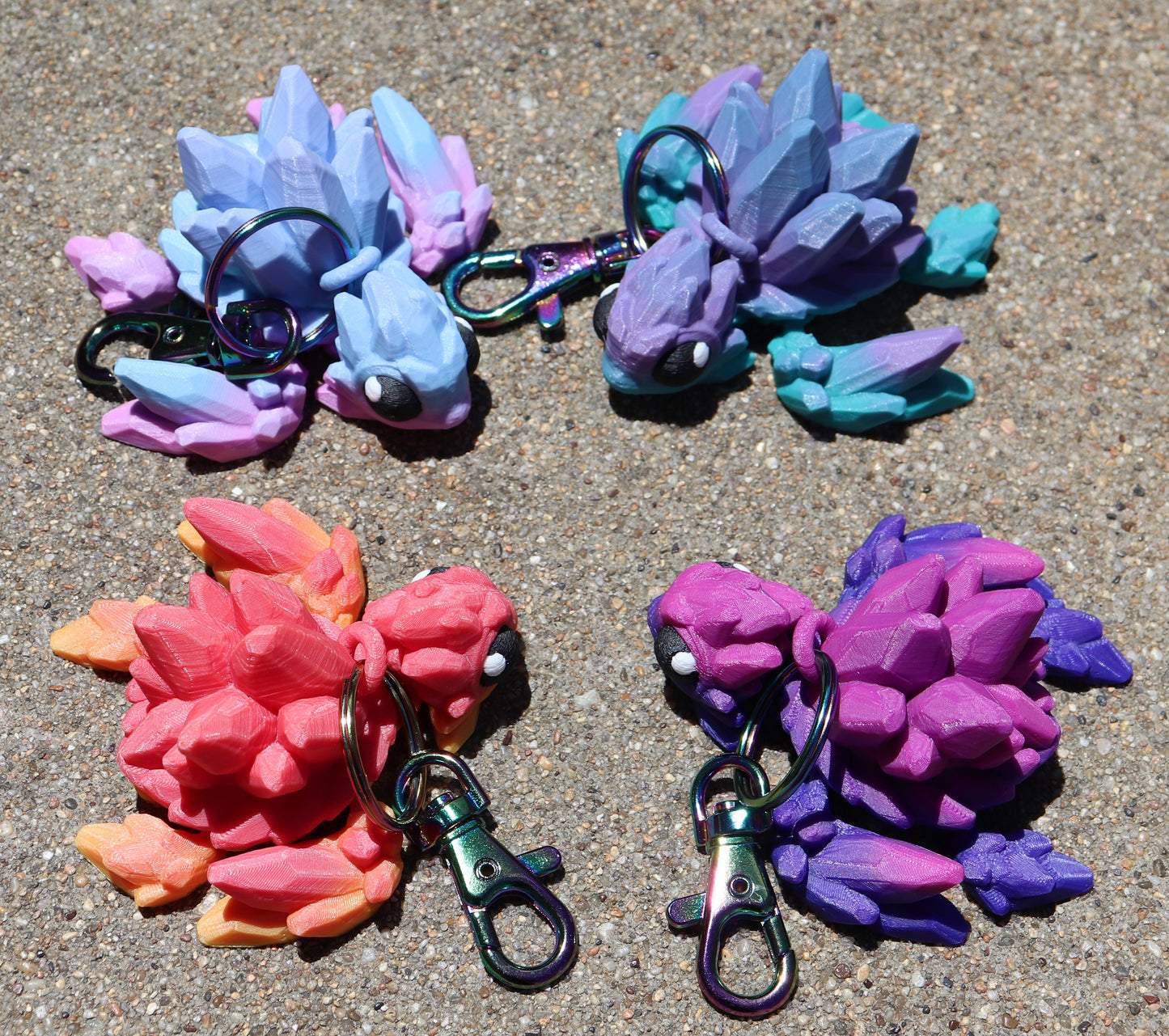 Crystal Turtle Keychain 3 Pack - Articulated Keychain