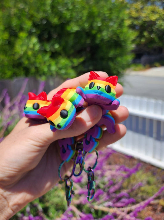 Rainbow Fox Keychain 3 Pack - Articulated Keychain