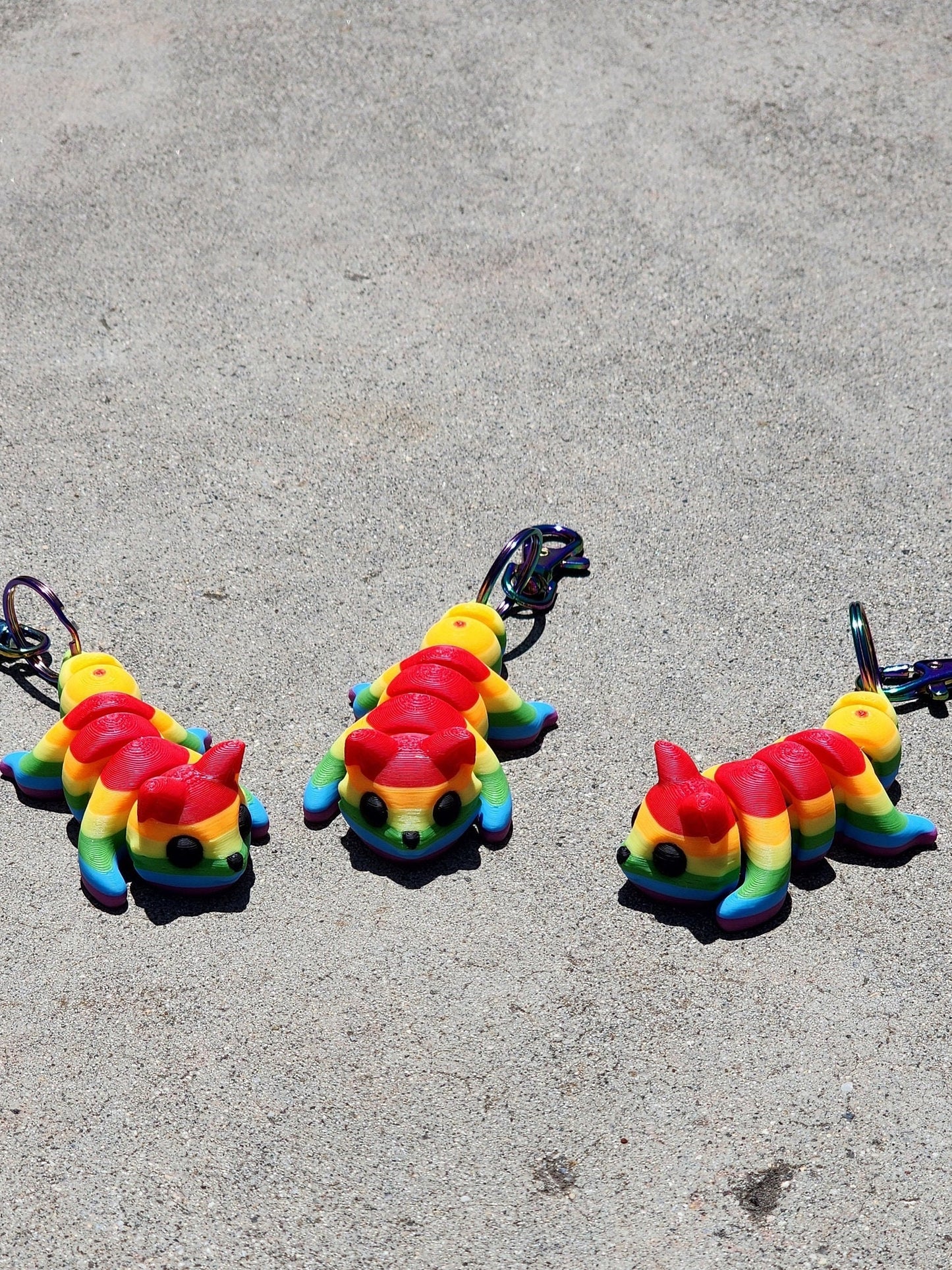 Rainbow Fox Keychain 3 Pack - Articulated Keychain