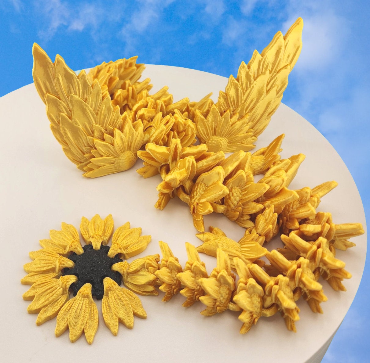 Large Sunflower Dragon - Articulated Fidget Toy